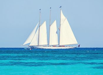 Sail boat in the mexican caribbean