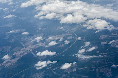 Aerial view of clouds over sea