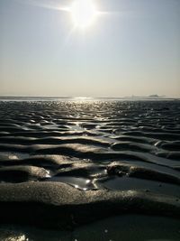Scenic view of sea against sky at sunset