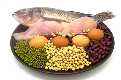 High angle view of fish in bowl