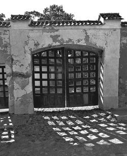 Closed door of building