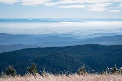 Scenic view of mountains against sky