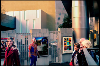 People standing in modern office building