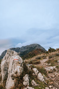 Scenic view of rocky mountains against sky