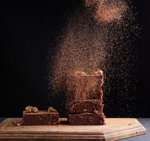 Full frame shot of chocolate cake on table