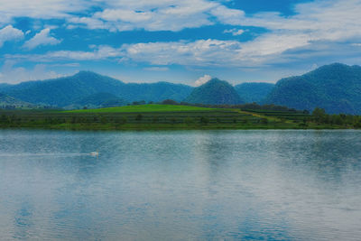 Scenic view of lake against sky