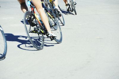 Low section of bicycle on road