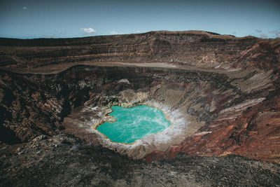 Aerial view of rock formations on land