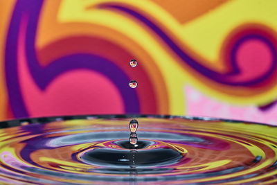 Close-up of drop falling in water