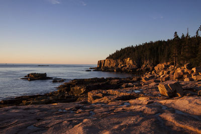 Scenic view of sea against clear sky