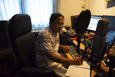 Man working in recording studio