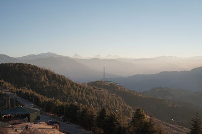 Scenic view of mountains against clear sky