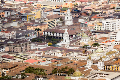 High angle view of cityscape against sky