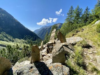 Scenic view of rocky mountains against sky