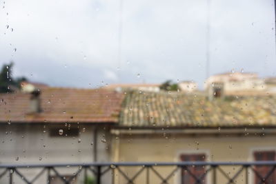 Close-up of water drops on glass