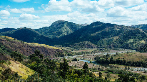 High angle view of landscape against sky