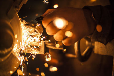 Close-up of person welding