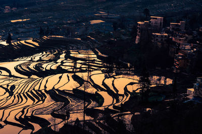 High angle view of buildings in city