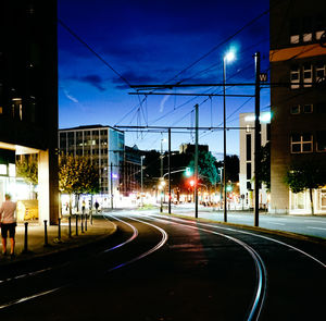 Light trails on street at night