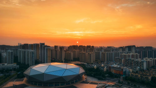 Sunset west of the stadium