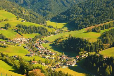 High angle view of green landscape