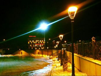 Illuminated street light at night