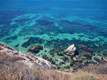 High angle view of sea shore