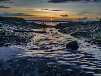 Scenic view of sea against sky during sunset