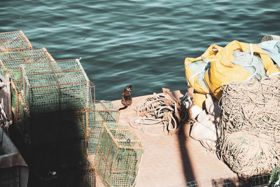 High angle view of a boat in lake