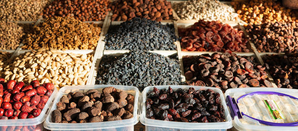 High angle view of spices for sale