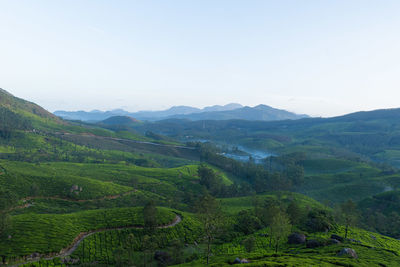 Scenic view of mountains against clear sky