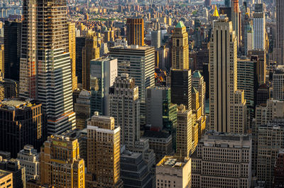 High angle view of buildings in city