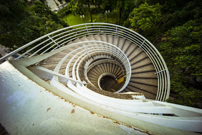 High angle view of spiral staircase