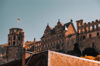 Low angle view of historic building against sky