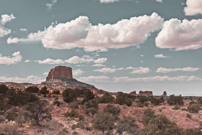 Scenic view of rocky mountains against sky