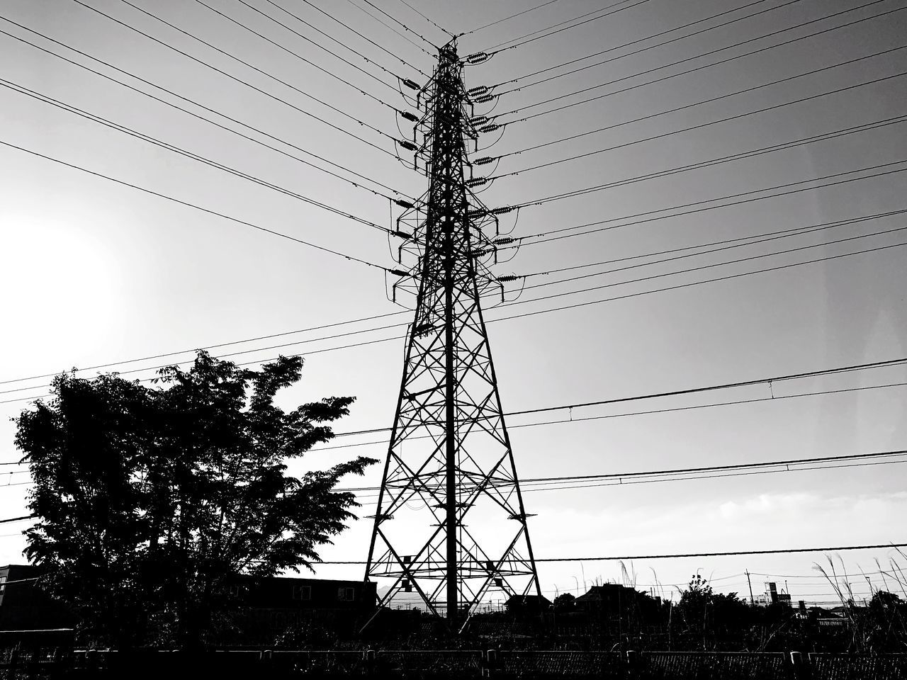 LOW ANGLE VIEW OF SILHOUETTE POWER LINES AGAINST SKY