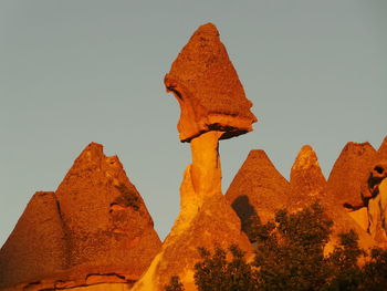 Low angle view of rock formation against sky