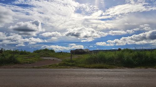 Scenic view of land against sky