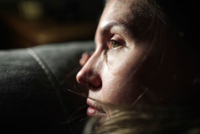 Close-up of a sleepy young woman