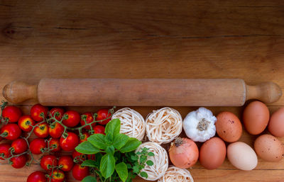 Directly above shot of fruits on table