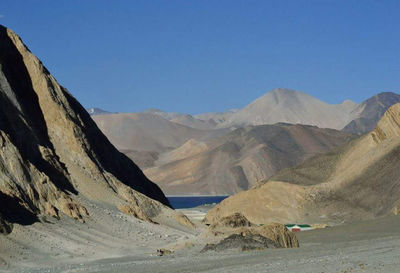 Scenic view of mountains against clear sky