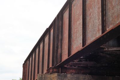 Low angle view of abandoned building against sky