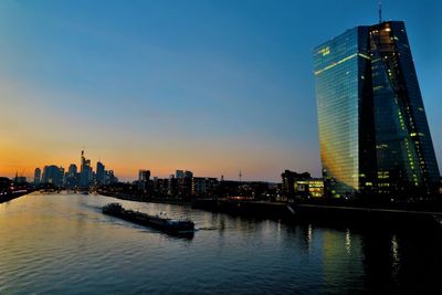 City skyline at sunset