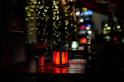 Red wine glass on table at restaurant