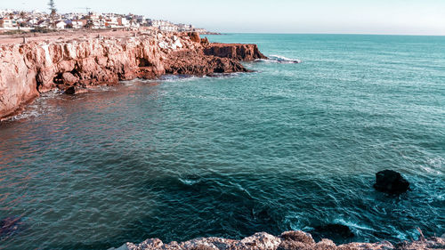 A small bay of turquoise blue water