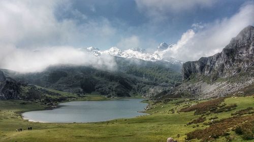 Panoramic view of lake against sky