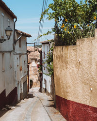 Footpath amidst buildings against sky