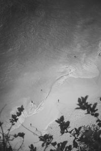 High angle view of snow covered land