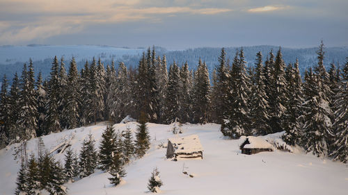 Scenic view of snow covered mountain against sky