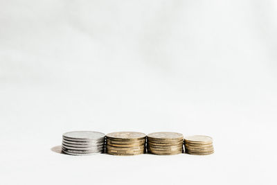 Stack of objects against white background